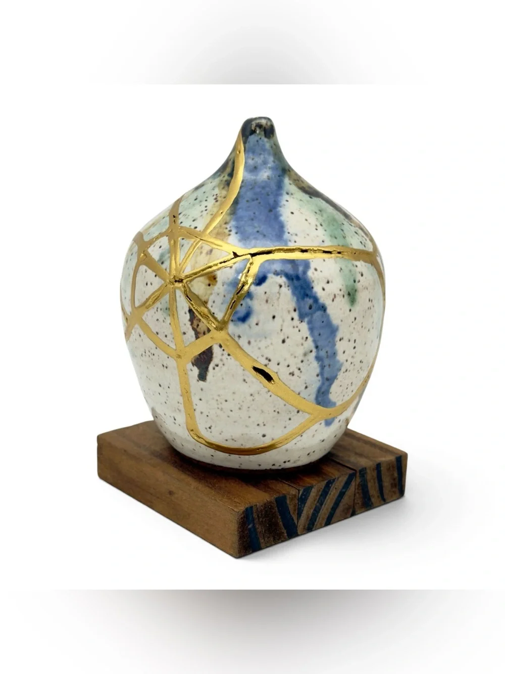 Kintsugi Vase Drip Glazed Pottery Gold Crack Art Personal Growth Gift